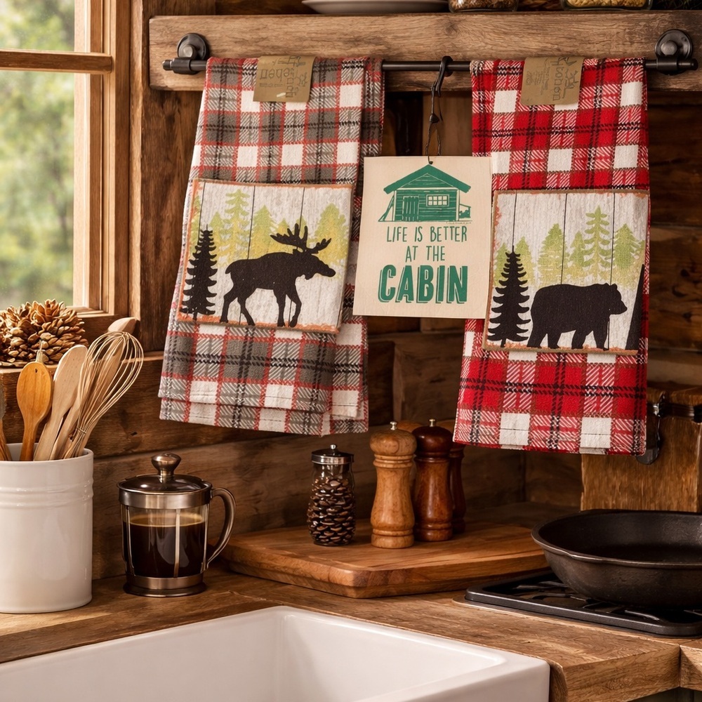 Kay Dee Designs Living Bear, Moose Kitchen Towels! 2 Swedish cabin dish …